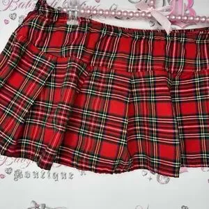 Micro Mini Red And White Plaid Mini Skirt ﾟ✧*:・ﾟ✧ Red, Black And
